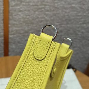 Hermes Evelyne 16 CM Bag Handmade In Taurillon Clemence Leather Silver Hardware 9O Jaune Naples - Image 4