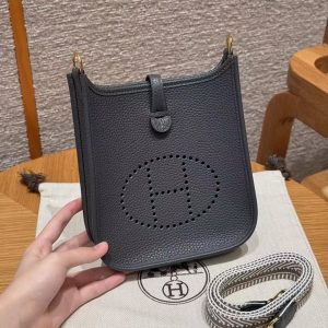 Hermes Evelyne 16 CM Bag Handmade In Epsom Calfskin Leather Gold Hardware H0 Gigs Misty