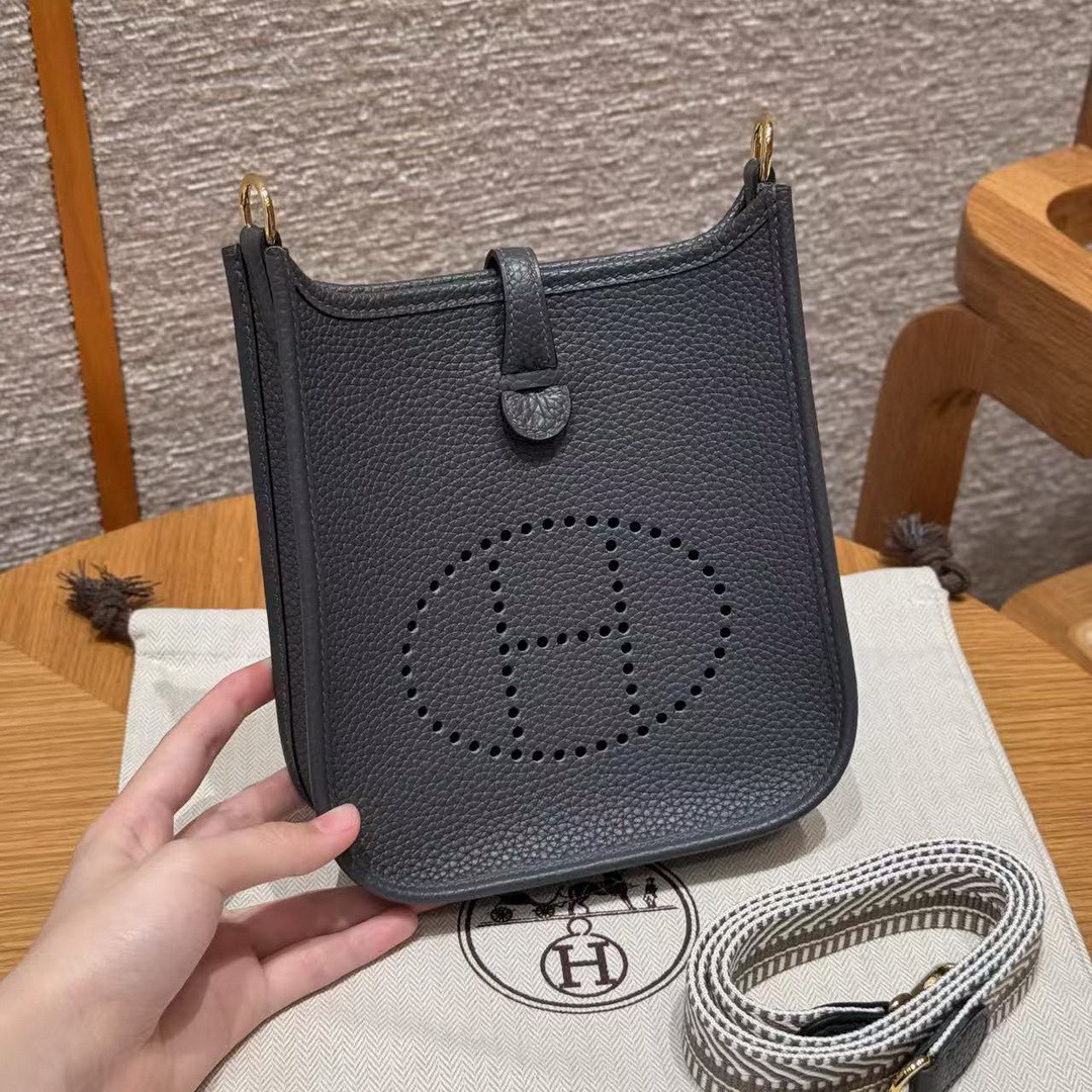 Hermes Evelyne 16 CM Bag Handmade In Epsom Calfskin Leather Gold Hardware H0 Gigs Misty