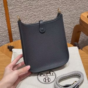 Hermes Evelyne 16 CM Bag Handmade In Epsom Calfskin Leather Gold Hardware H0 Gigs Misty - Image 2