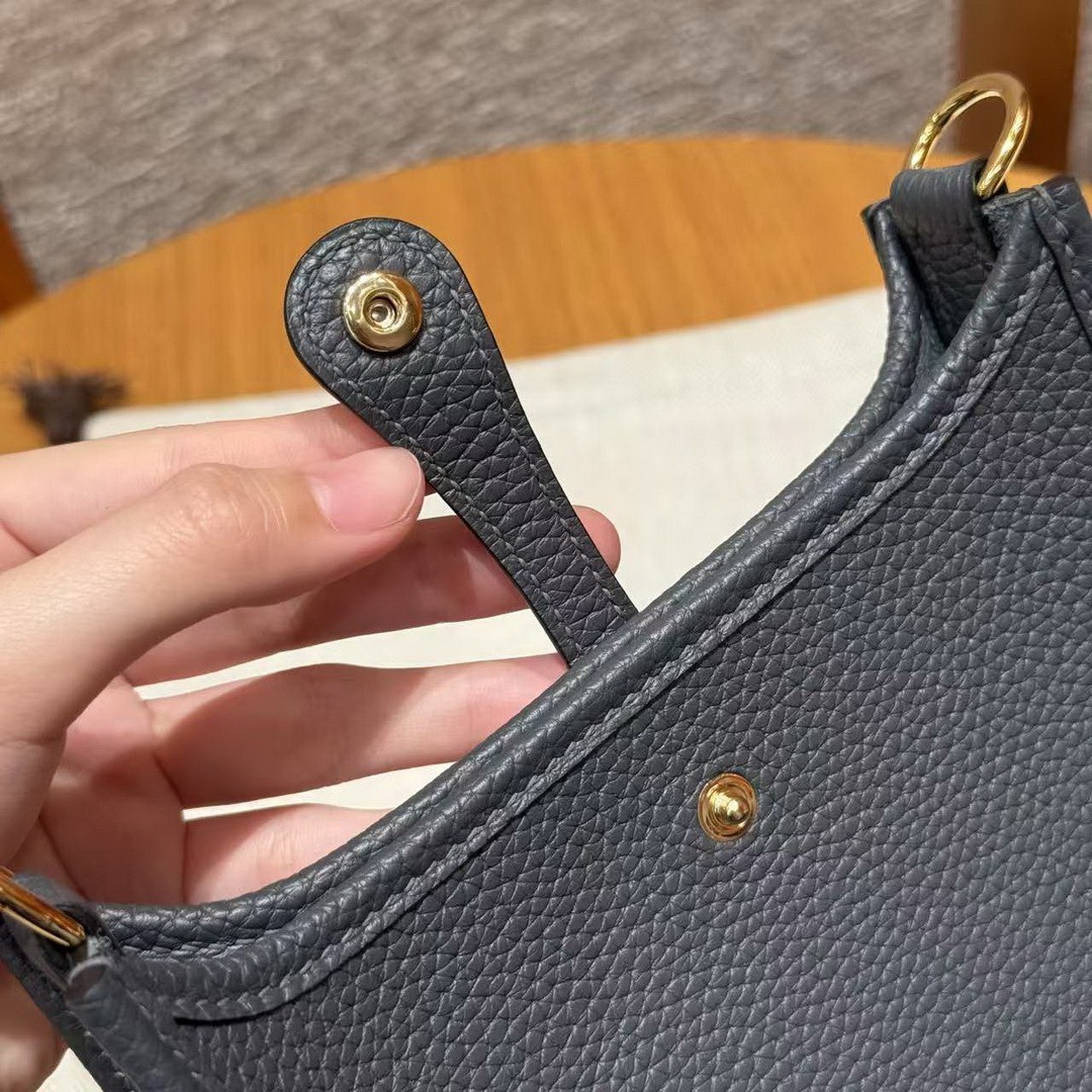 Hermes Evelyne 16 CM Bag Handmade In Epsom Calfskin Leather Gold Hardware H0 Gigs Misty - Image 11