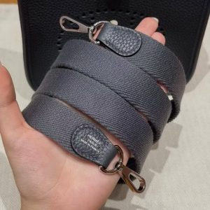 Hermes Evelyne 16 CM Bag Handmade In Taurillon Clemence Leather Sliver Hardware H0 Girs Misty - Image 8