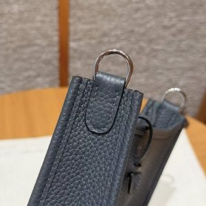 Hermes Evelyne 16 CM Bag Handmade In Taurillon Clemence Leather Sliver Hardware H0 Girs Misty - Image 5