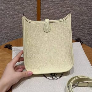 Hermes Evelyne 16 CM Bag Handmade In Taurillon Clemence Leather Silver Hardware I8 Jaune Milton - Image 2