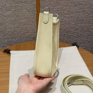 Hermes Evelyne 16 CM Bag Handmade In Taurillon Clemence Leather Silver Hardware I8 Jaune Milton - Image 18