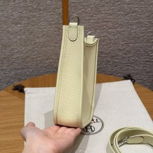 Hermes Evelyne 16 CM Bag Handmade In Taurillon Clemence Leather Silver Hardware I8 Jaune Milton - Image 17