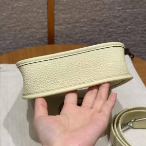 Hermes Evelyne 16 CM Bag Handmade In Taurillon Clemence Leather Silver Hardware I8 Jaune Milton - Image 16