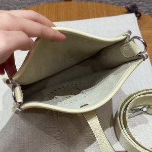 Hermes Evelyne 16 CM Bag Handmade In Taurillon Clemence Leather Silver Hardware I8 Jaune Milton - Image 15
