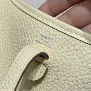 Hermes Evelyne 16 CM Bag Handmade In Taurillon Clemence Leather Silver Hardware I8 Jaune Milton - Image 14