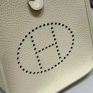 Hermes Evelyne 16 CM Bag Handmade In Taurillon Clemence Leather Silver Hardware I8 Jaune Milton - Image 12
