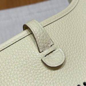 Hermes Evelyne 16 CM Bag Handmade In Taurillon Clemence Leather Silver Hardware I8 Jaune Milton - Image 11