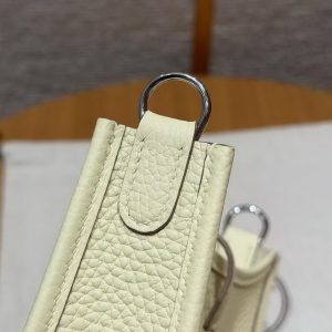 Hermes Evelyne 16 CM Bag Handmade In Taurillon Clemence Leather Silver Hardware I8 Jaune Milton - Image 10