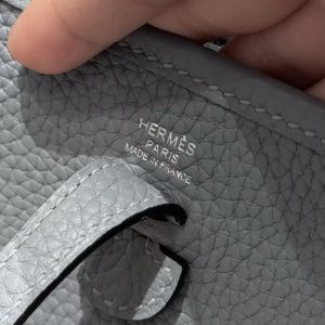 Hermes Evelyne 16 CM Bag Handmade In Taurillon Clemence Leather Silver Hardware J7 Blue Lin - Image 13
