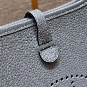 Hermes Evelyne 16 CM Bag Handmade In Taurillon Clemence Leather Silver Hardware J7 Blue Lin - Image 11