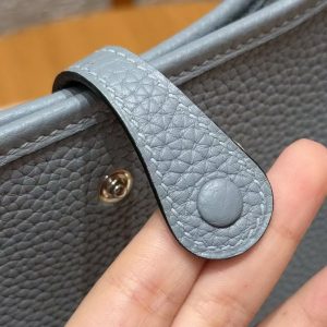 Hermes Evelyne 16 CM Bag Handmade In Taurillon Clemence Leather Silver Hardware J7 Blue Lin - Image 10