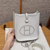 Hermes Evelyne 16 CM Bag Handmade In Taurillon Clemence Leather Silver Hardware M4 Girs Pale