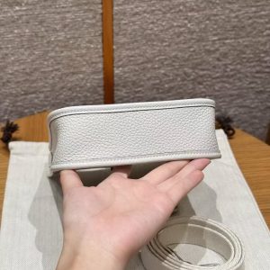 Hermes Evelyne 16 CM Bag Handmade In Taurillon Clemence Leather Silver Hardware M4 Girs Pale - Image 14