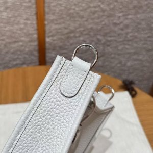 Hermes Evelyne 16 CM Bag Handmade In Taurillon Clemence Leather Silver Hardware M4 Girs Pale - Image 7