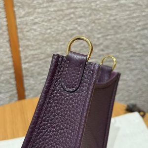 Hermes Evelyne 16 CM Bag Handmade In Taurillon Clemence Leather Gold Hardware N5 Cassis - Image 5