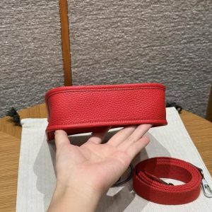 Hermes Evelyne 16 CM Bag Handmade In Taurillon Clemence Leather Silver Hardware S3 Rouge Coeur - Image 15