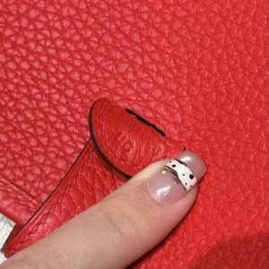 Hermes Evelyne 16 CM Bag Handmade In Taurillon Clemence Leather Silver Hardware S3 Rouge Coeur - Image 12