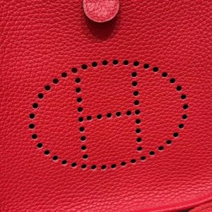 Hermes Evelyne 16 CM Bag Handmade In Taurillon Clemence Leather Silver Hardware S3 Rouge Coeur - Image 11