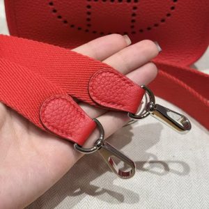 Hermes Evelyne 16 CM Bag Handmade In Taurillon Clemence Leather Silver Hardware S3 Rouge Coeur - Image 4