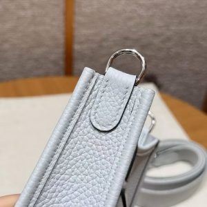 Hermes Evelyne 16 CM Bag Handmade In Taurillon Clemence Leather Sliver Hardware T0 Blue Brume - Image 10