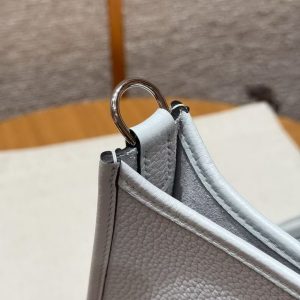 Hermes Evelyne 16 CM Bag Handmade In Taurillon Clemence Leather Sliver Hardware T0 Blue Brume - Image 9