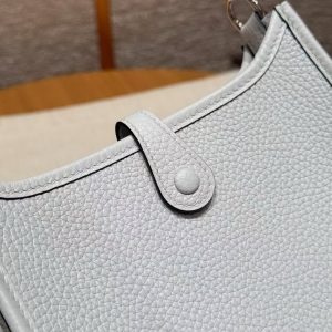 Hermes Evelyne 16 CM Bag Handmade In Taurillon Clemence Leather Sliver Hardware T0 Blue Brume - Image 8
