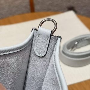 Hermes Evelyne 16 CM Bag Handmade In Taurillon Clemence Leather Sliver Hardware T0 Blue Brume - Image 7