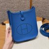 Hermes Evelyne 16 CM Bag Handmade In Taurillon Clemence Leather Silver Hardware T7 Blue Hydra