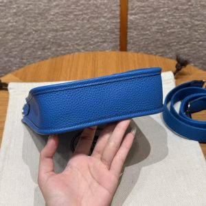 Hermes Evelyne 16 CM Bag Handmade In Taurillon Clemence Leather Silver Hardware T7 Blue Hydra - Image 19