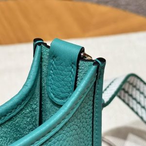 Hermes Evelyne 16 CM Bag Handmade In Taurillon Clemence Leather Silver Hardware U1 Vert Verone - Image 9