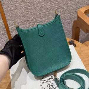 Hermes Evelyne 16 CM Bag Handmade In Epsom Calfskin Leather Gold Hardware U4 Vert Vertigo - Image 2