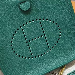 Hermes Evelyne 16 CM Bag Handmade In Epsom Calfskin Leather Gold Hardware U4 Vert Vertigo - Image 13