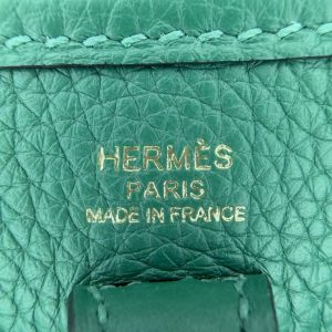 Hermes Evelyne 16 CM Bag Handmade In Epsom Calfskin Leather Gold Hardware U4 Vert Vertigo - Image 6