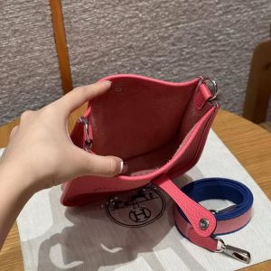 Hermes Evelyne 16 CM Bag Handmade In Taurillon Clemence Leather Silver Hardware U5 Rose Lipstick - Image 15