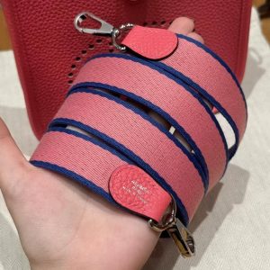 Hermes Evelyne 16 CM Bag Handmade In Taurillon Clemence Leather Silver Hardware U5 Rose Lipstick - Image 7