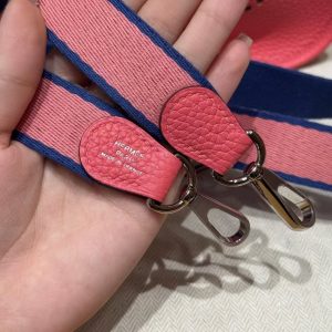 Hermes Evelyne 16 CM Bag Handmade In Taurillon Clemence Leather Silver Hardware U5 Rose Lipstick - Image 6