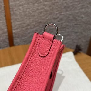 Hermes Evelyne 16 CM Bag Handmade In Taurillon Clemence Leather Silver Hardware U5 Rose Lipstick - Image 5