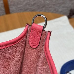 Hermes Evelyne 16 CM Bag Handmade In Taurillon Clemence Leather Silver Hardware U5 Rose Lipstick - Image 4