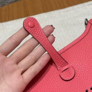 Hermes Evelyne 16 CM Bag Handmade In Taurillon Clemence Leather Silver Hardware U5 Rose Lipstick - Image 3