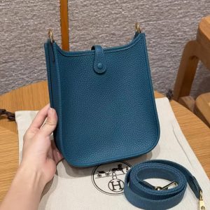 Hermes Evelyne 16 CM Bag Handmade In Epsom Calfskin Leather Gold Hardware W0 Vert Bosphore - Image 2