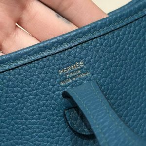 Hermes Evelyne 16 CM Bag Handmade In Epsom Calfskin Leather Gold Hardware W0 Vert Bosphore - Image 13