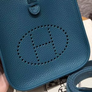 Hermes Evelyne 16 CM Bag Handmade In Epsom Calfskin Leather Gold Hardware W0 Vert Bosphore - Image 12
