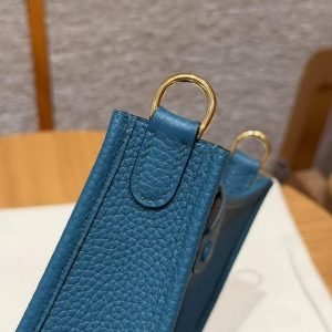 Hermes Evelyne 16 CM Bag Handmade In Epsom Calfskin Leather Gold Hardware W0 Vert Bosphore - Image 8