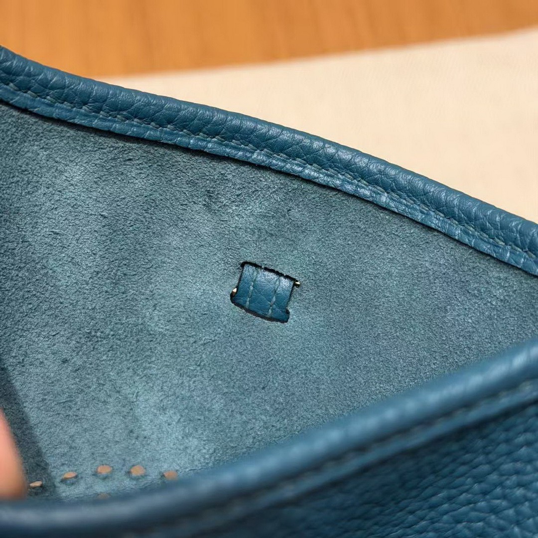 Hermes Evelyne 16 CM Bag Handmade In Epsom Calfskin Leather Gold Hardware W0 Vert Bosphore - Image 6
