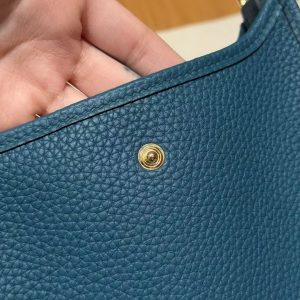 Hermes Evelyne 16 CM Bag Handmade In Epsom Calfskin Leather Gold Hardware W0 Vert Bosphore - Image 5
