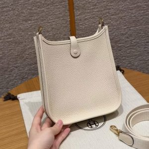 Hermes Evelyne 16 CM Bag Handmade In Taurillon Clemence Leather Gold Hardware l2 Nata - Image 2